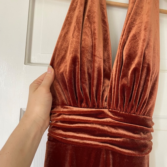 Revelry - Dylan Velvet Dress, Rust - Picture 6 of 11